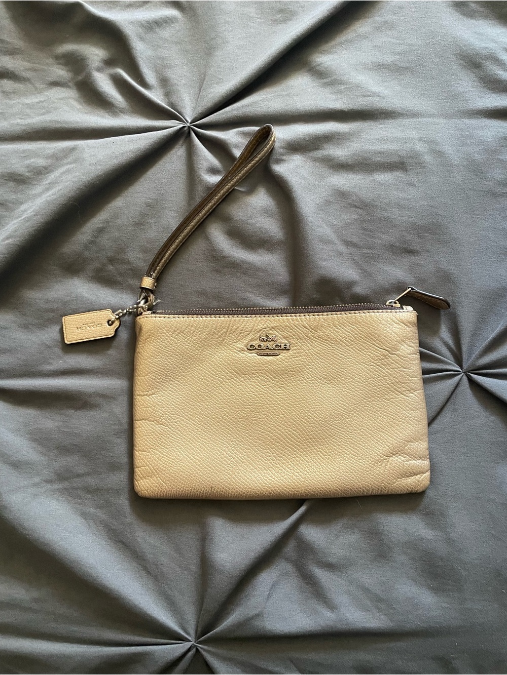 Coach Rosegold Pebbled Leather Wristlet with Strap